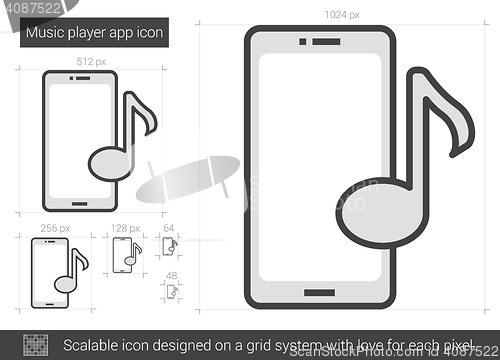 Image of Music player app line icon.
