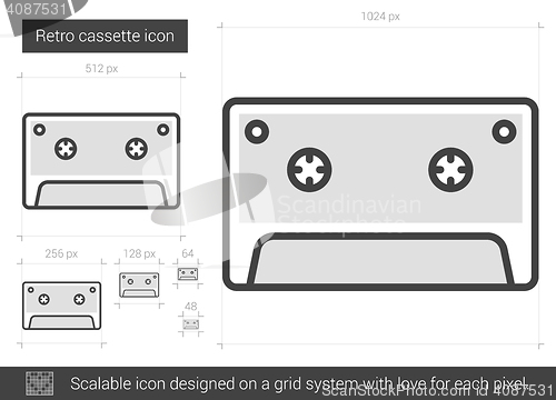 Image of Retro cassette line icon.