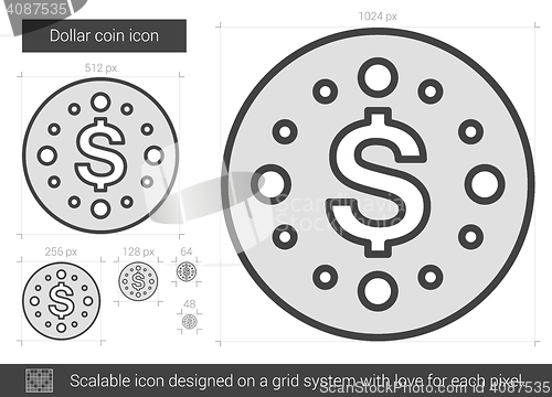 Image of Dollar coin line icon.