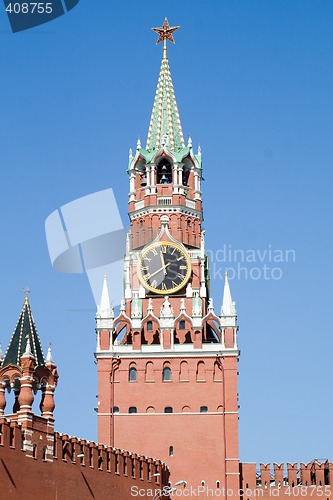 Image of Kremlin tower with clock in Moscow