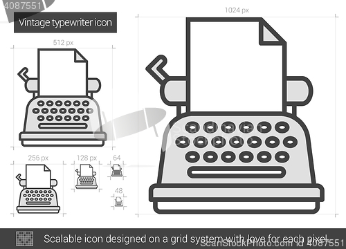 Image of Vintage typewriter line icon.