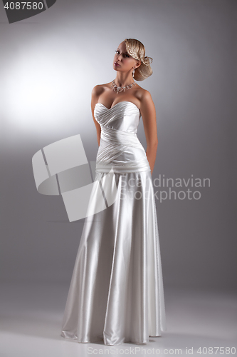 Image of Young Beautiful Woman In A Wedding Dress