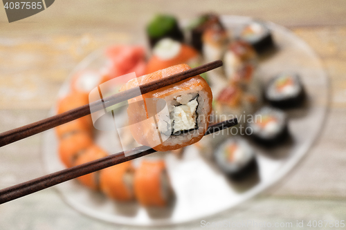 Image of Japanese Sushi On A Table