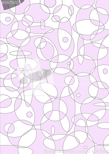 Image of Background from a variety of light purple circles and ovals of varying thickness of the lines