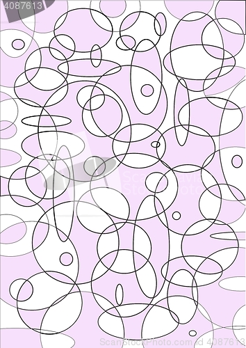 Image of Background from a variety of light purple circles and ovals of varying thickness of the lines