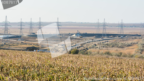 Image of Taman, Russia - November 5, 2016: General construction plan transport interchange entrance of highway M-25 Novorossiysk - Kerch strait to the city of Kerch and Kerch bridge