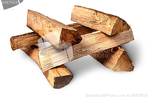 Image of Pile of firewood stacked at each other