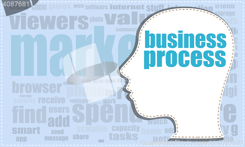 Image of business process, vector head, profile icon, woman head silhouette, business man head. vector illustration