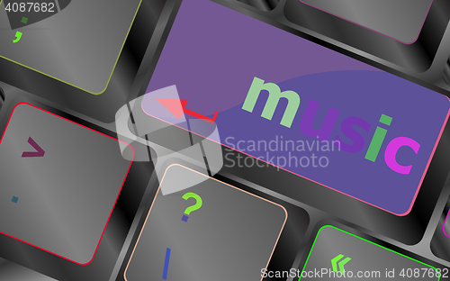 Image of Computer keyboard with music key - technology background vector keyboard key. keyboard button. Vector illustration