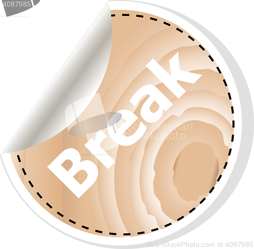 Image of break word on vector business wooden app icon isolated on white background. vector illustration