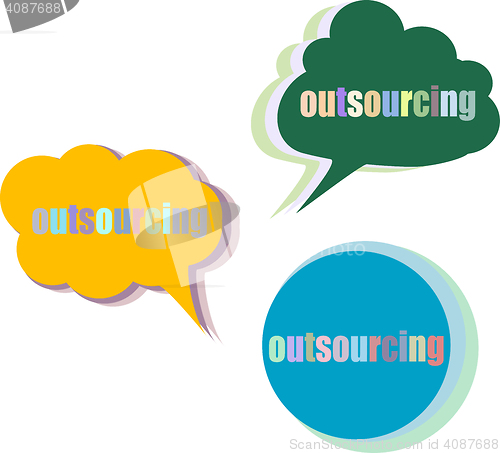 Image of outsourcing. Set of stickers, labels, tags. Business banners, Template for infographics. Icon set. Icon flat. Vector illustration