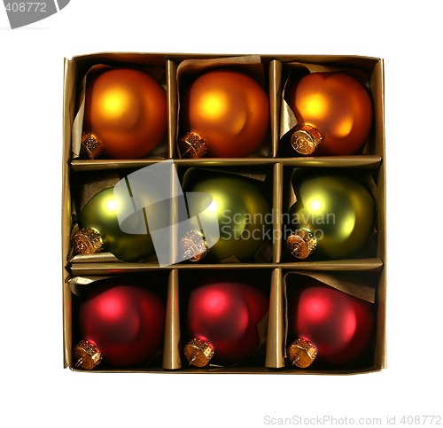 Image of Xmas ornaments in a box with path