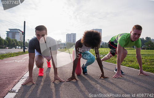 Image of multiethnic group of people on the jogging