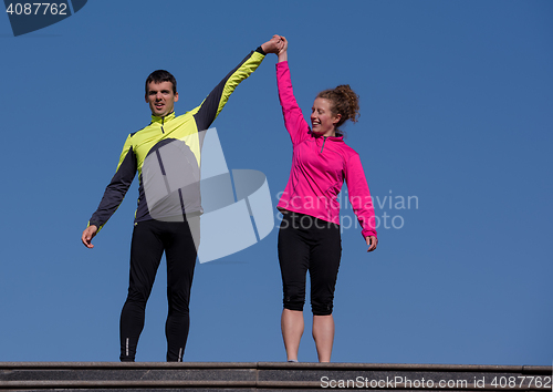 Image of congratulate and happy to finish morning workout