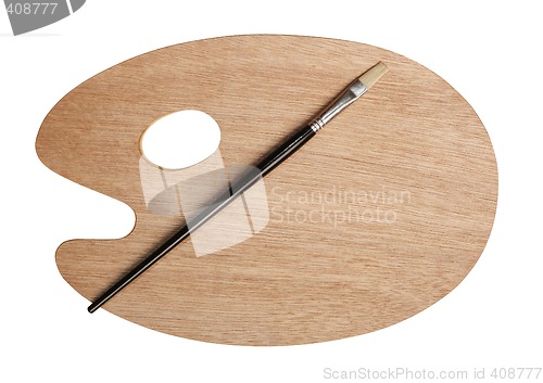 Image of Artist palette and brush with path