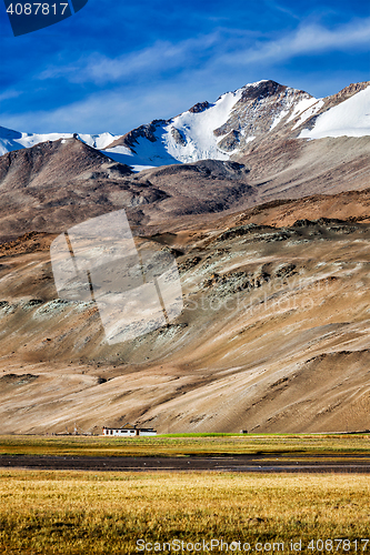 Image of Korzok village at Himalayan lake Tso Moriri, Changthang region, Ladakh