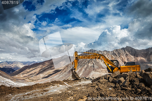 Image of Road construction in mountains Himalayas