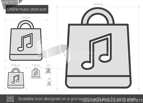 Image of Online music store line icon.
