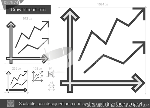 Image of Growth trend line icon.