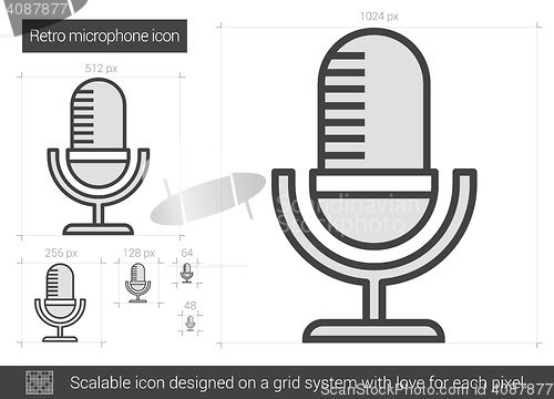 Image of Retro microphone line icon.