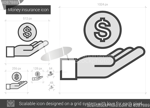 Image of Money insurance line icon.