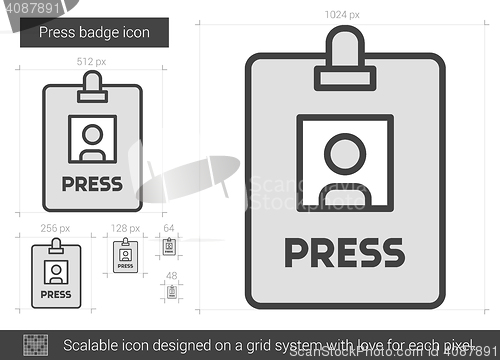 Image of Press badge line icon.