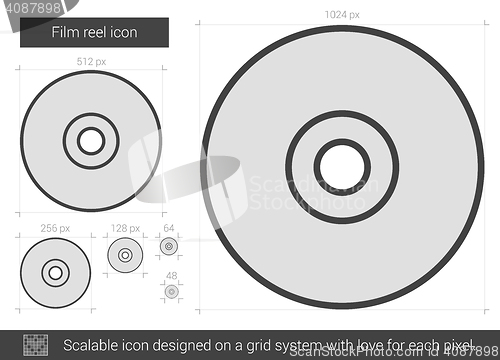 Image of Film reel line icon.