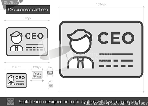 Image of CEO business card line icon.