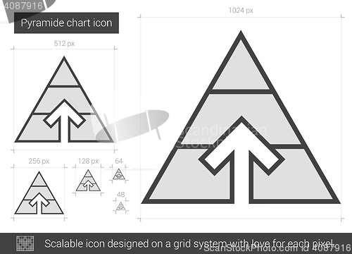 Image of Pyramid chart line icon.