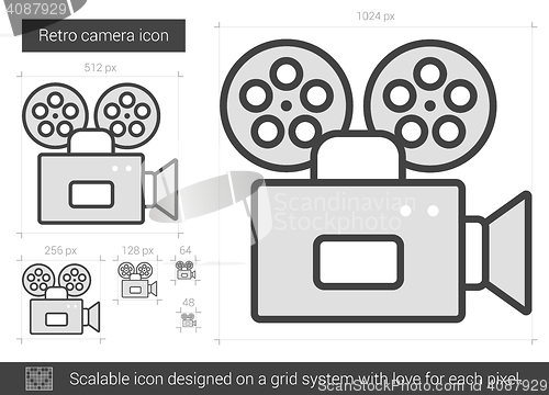 Image of Retro camera line icon.