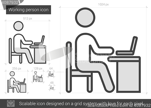 Image of Working person line icon.