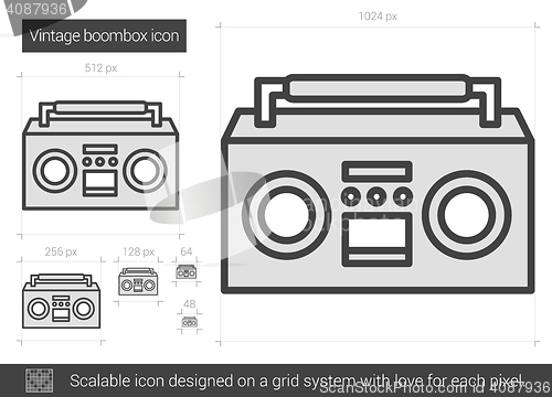 Image of Vintage boombox line icon.