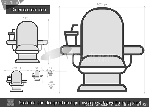 Image of Cinema chair line icon.