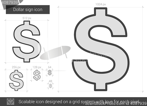 Image of Dollar sign line icon.