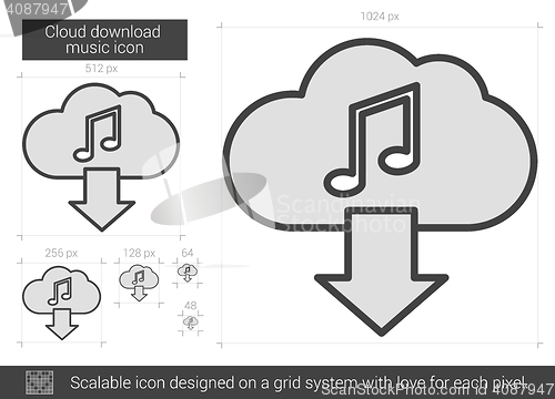 Image of Cloud download music line icon.