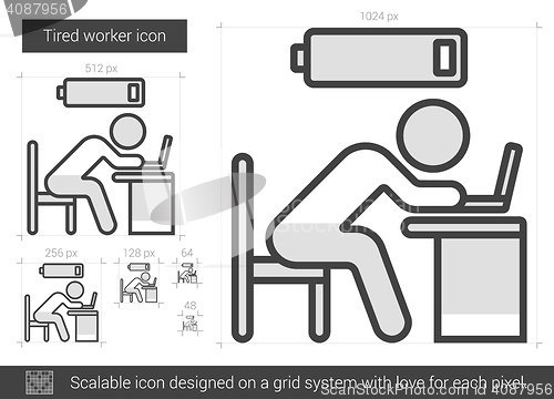 Image of Tired worker line icon.