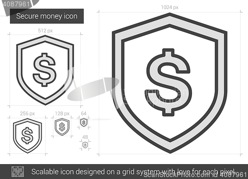 Image of Secure money line icon.