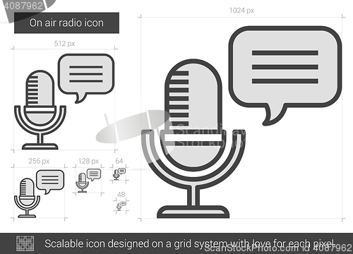 Image of On air radio line icon.