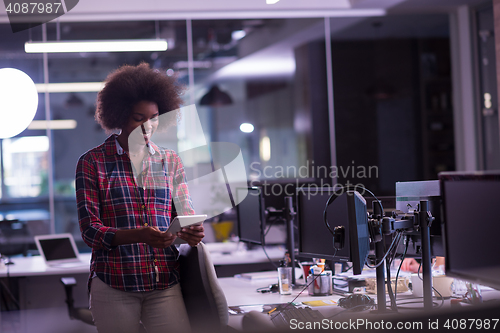 Image of portrait of a young successful African-American woman in modern 