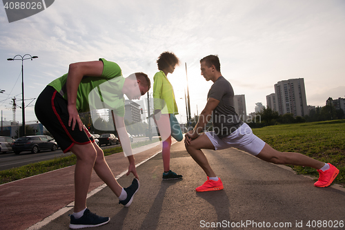 Image of multiethnic group of people on the jogging