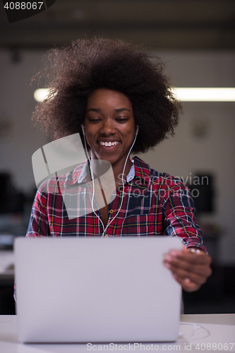 Image of portrait of a young successful African-American woman in modern 