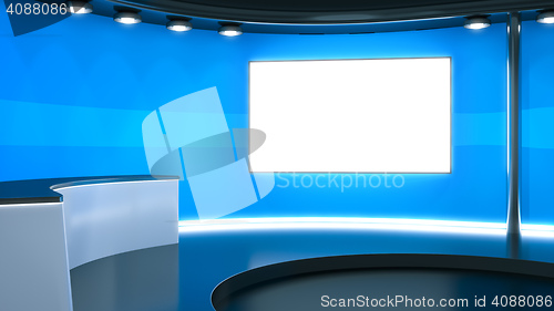 Image of a blue television studio background