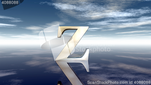 Image of metal uppercase letter z under cloudy sky - 3d rendering