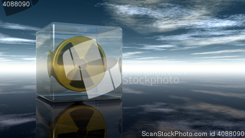 Image of nuclear symbol under cloudy sky - 3d illustration