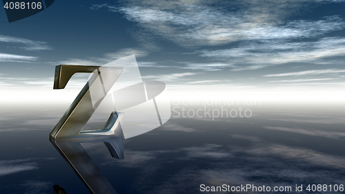 Image of metal uppercase letter z under cloudy sky - 3d rendering