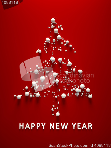 Image of red happy new year christmas tree