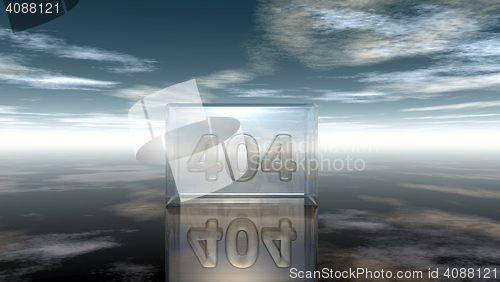 Image of number 404 in glass under cloudy sky - 3d illustration