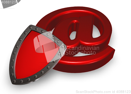 Image of shield and emailsymbol - 3d illustration