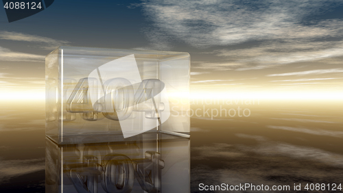 Image of number 404 in glass under cloudy sky - 3d illustration