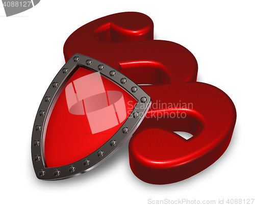 Image of paragraph symbol and shield - 3d rendering